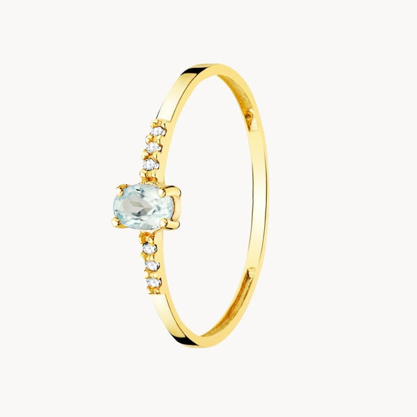 Anillo Oro 18kt aguamarina y diamantes Birgit