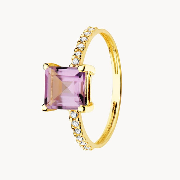 Anillo Oro 18kt amatista y circonitas Eira