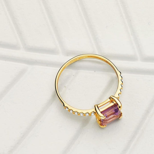 Anillo Oro 18kt amatista circonitas Eira