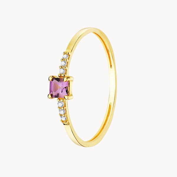 Anillo Oro 18kt amatista y diamantes Delia