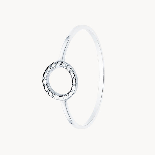 Anillo Oro blanco 18kt circulo Melati