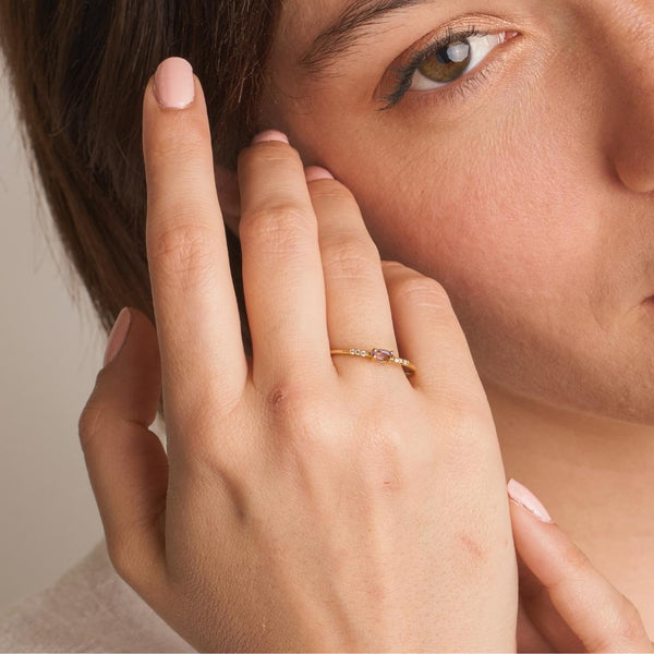 AMETHYST AND DIAMOND RING ANNE