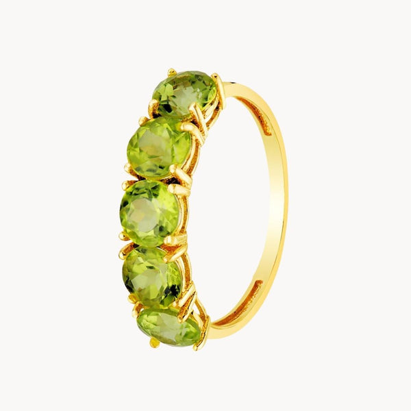 Anillo Oro 18kt con olivinos carril Gianna