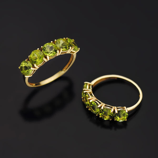 Anillo Oro 18kt con olivinos carril Gianna