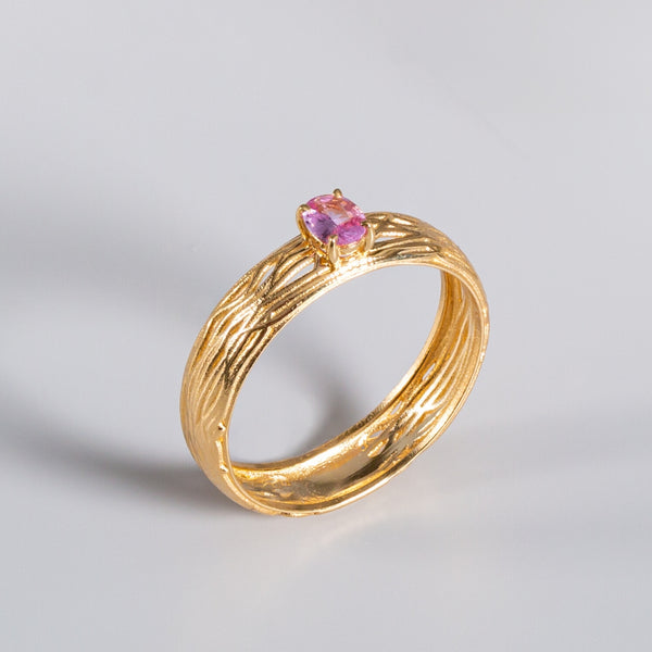 Anillo Oro 18 kt con zafiro rosa Giuliana