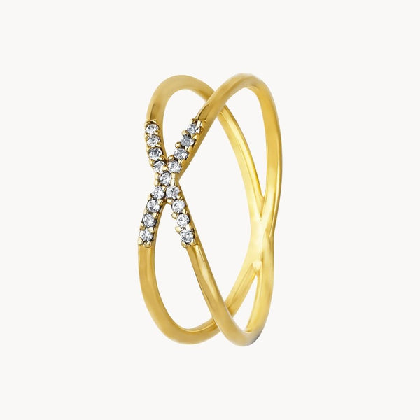 Anillo cruzado Oro 18kt con circonitas Danica