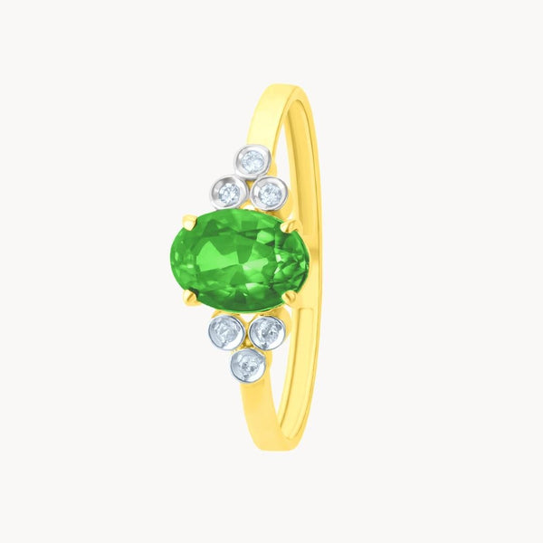 Anillo Oro 18kt esmeralda y diamantes Beki