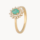 Anillo Oro 18kt esmeralda y doble orla de diamantes Naomi