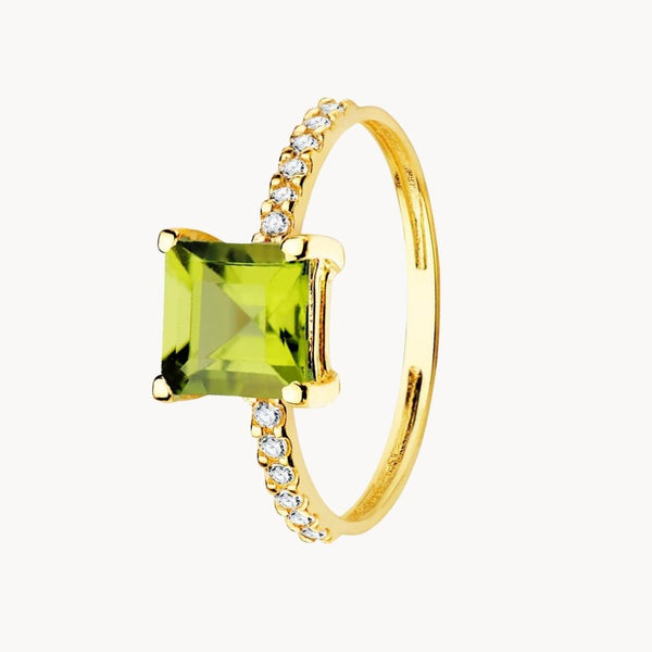 ANILLO ORO 18KT OLIVINO Y CIRCONITAS EIRA