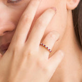 Anillo Oro blanco 18kt con rubies y diamantes Kristel