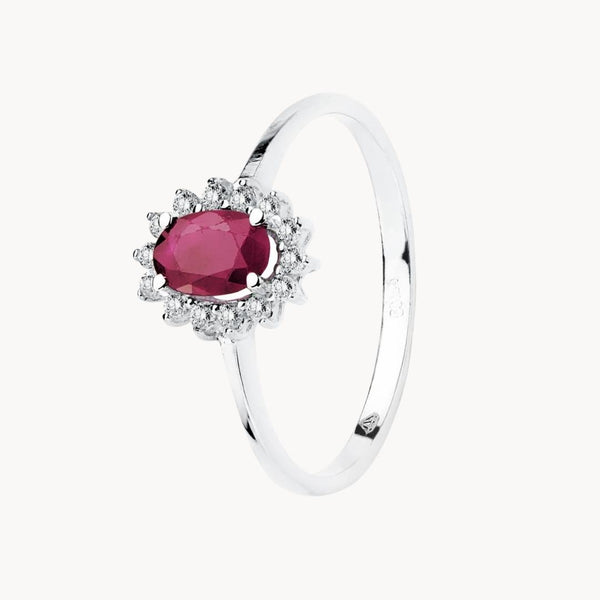 Anillo Oro blanco 18 kt rubi y diamantes Diane