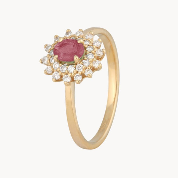 Anillo Oro 18kt rubi y doble orla de diamantes Naomi
