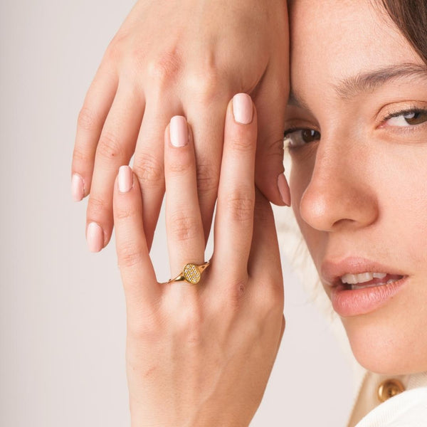 Anillo sello Oro 18kt con circonitas Piera