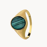 Anillo sello Oro 18kt con malaquita Martina