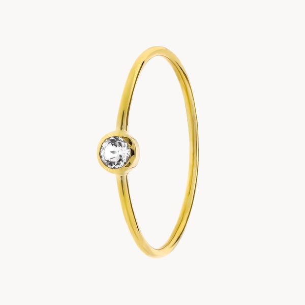 Anillo Oro 18kt solitario con topacio blanco Mariette