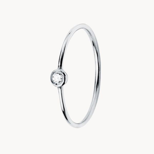 Anillo solitario Oro blanco 18kt con diamantes Doriane