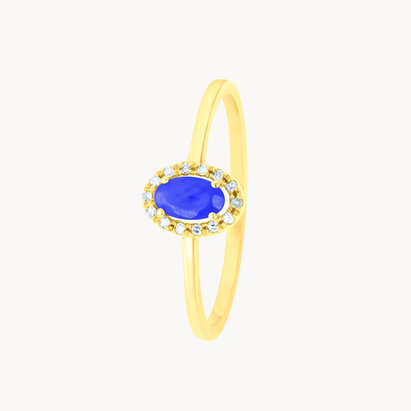 Anillo Oro 18kt zafiro y orla diamantes Lelia