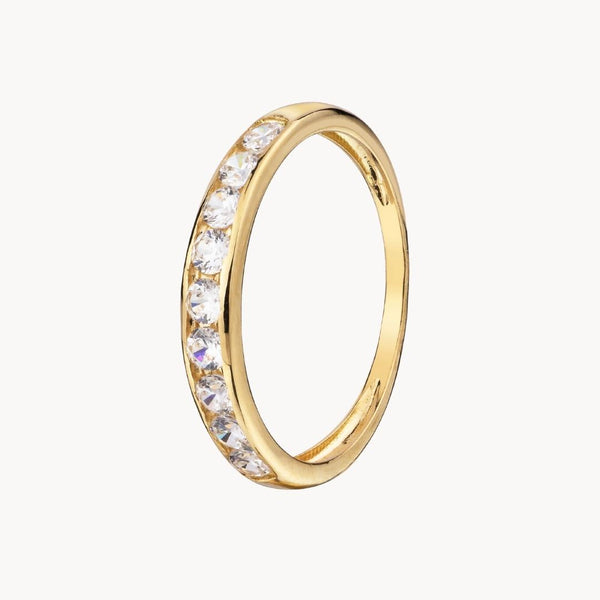 Anillo Oro 18 kilates carril con circonitas Greta