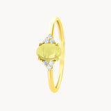 Anillo Oro 18 kilates con turmalina verde cabujon y diamantes Allegra