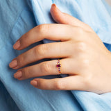 Anillo Oro 18 kilates topacio rosa amatistas Feray