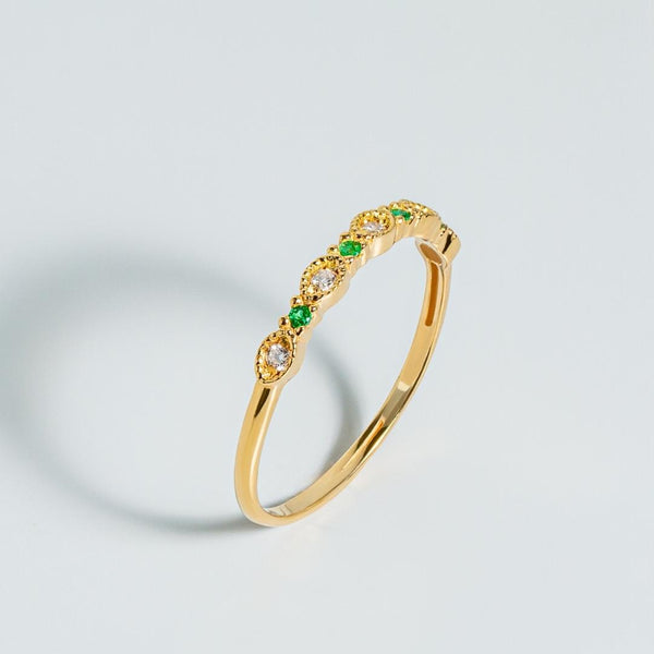 Anillo Oro 18kt esmeraldas y diamantes Norma