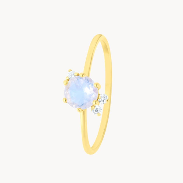 Anillo Oro 9 kilates piedra luna y circonitas Moonie II