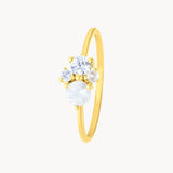 Anillo Oro 9 kilates piedras luna y circonitas Moonie