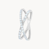 Anillo Oro blanco 18 kilates doble cruzado con diamantes Maela