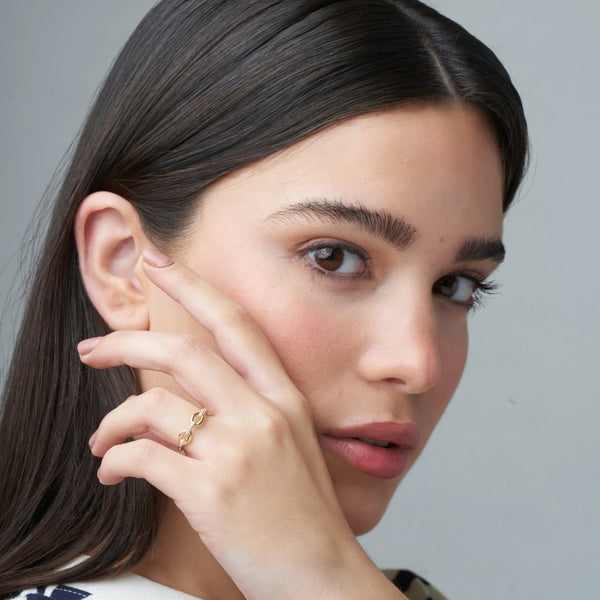 Anillo eslabones Oro 18 kt circonitas Clelia
