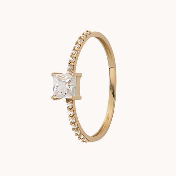 Anillo solitario Oro 18kt con circonitas Yeva