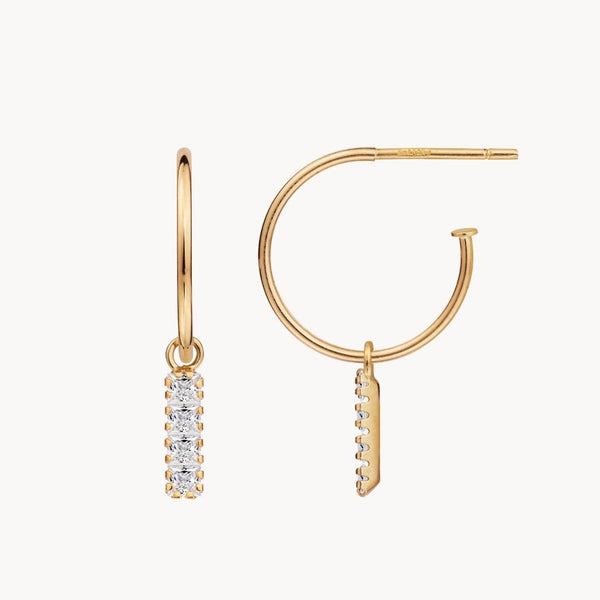 Aros Oro 18 kilates carril con circonitas Analia