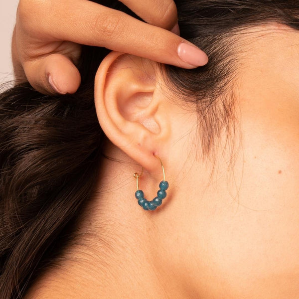 Aros Oro 18 kilates con agatas azules Idaira