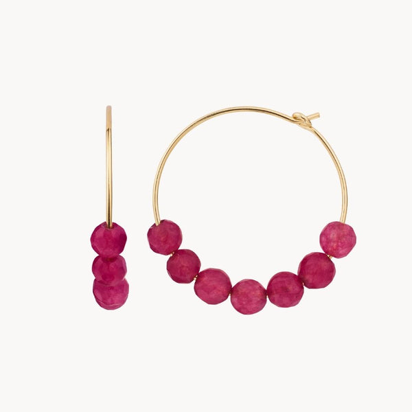Aros Oro 18 kilates con agatas rojas Idaira