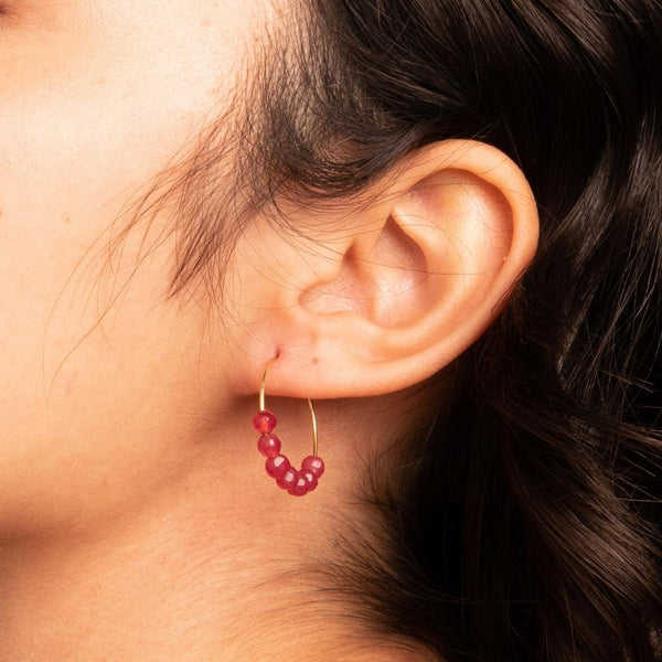 Aros Oro 18 kilates agatas rojas Idaira