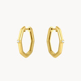 Aros Oro 18 kilates hexagonales con diamante Carina