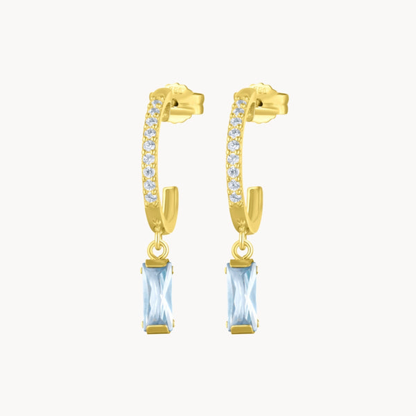 Aros Oro 18kt circonitas y topacio azul Camelia