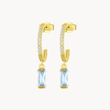 Aros Oro 18kt circonitas y topacio azul Camelia