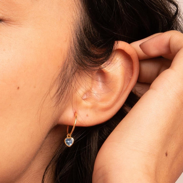 Aros Oro 18kt circonita azul corazon Nicola