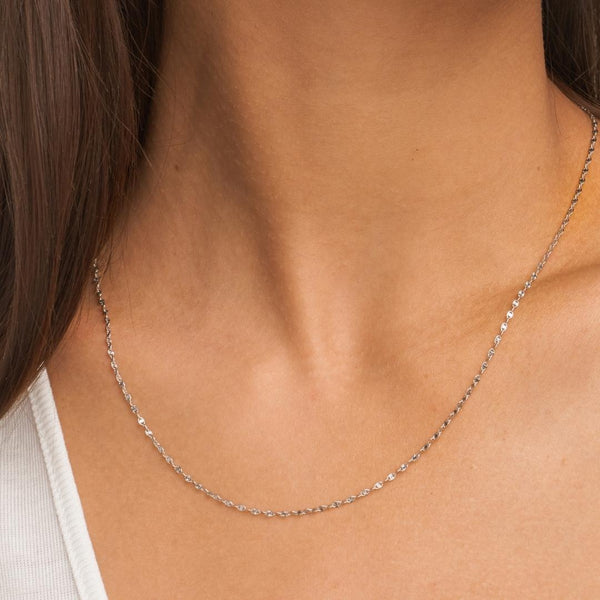 Cadena Oro blanco 18kt maciza tipo diamantada Siena