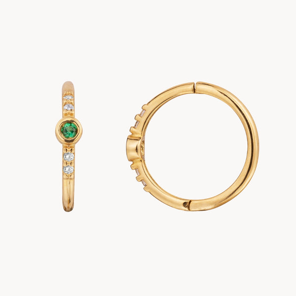 HOOP EARRINGS WITH WHITE AND GREEN ZIRCONIA NICOLETA