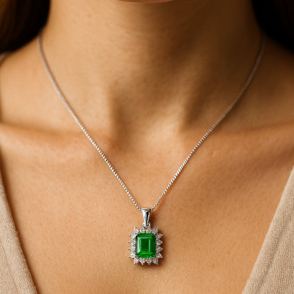 COLGANTE ESMERALDA Y DIAMANTES CREADOS COLECCION ASTRA