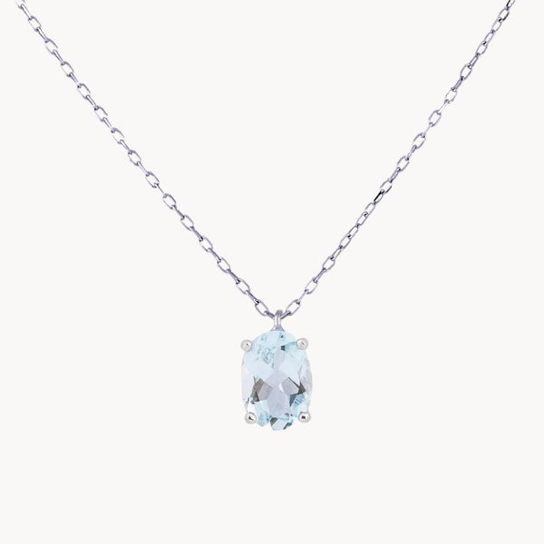 Colgante Oro blanco 18kt aguamarina oval Ivy