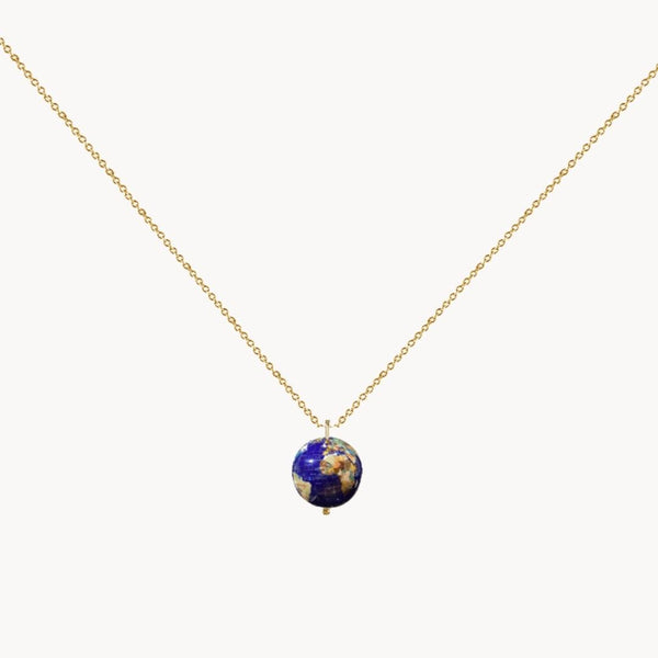 Colgante Oro 18kt bola del mundo en lapislazuli Cosima
