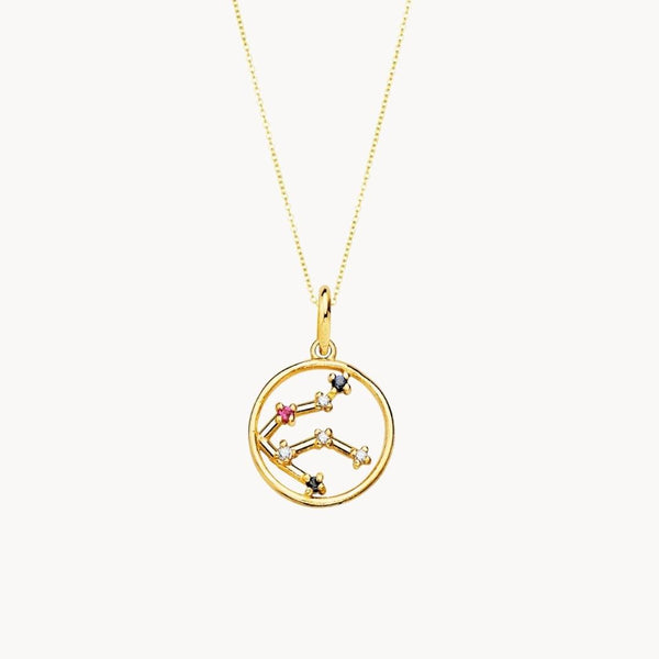 Colgante Oro 18kt constelacion Acuario con circonitas de color