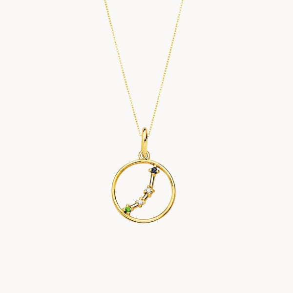 Colgante Oro 18kt constelacion Aries con circonitas de color