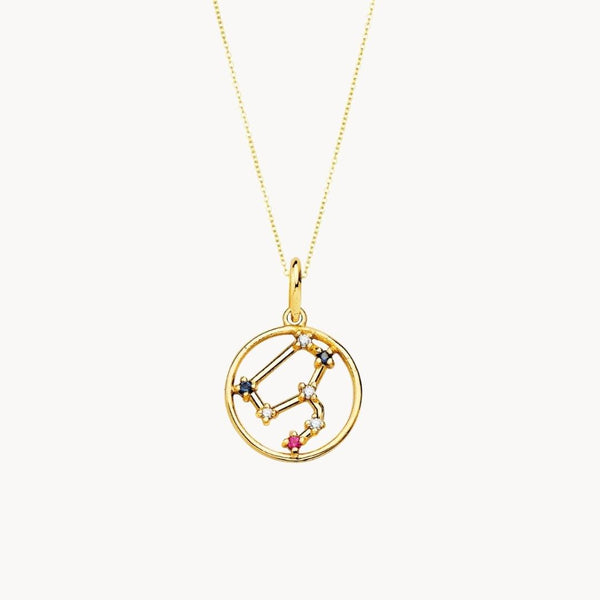 Colgante Oro 18kt constelacion Leo con circonitas de color