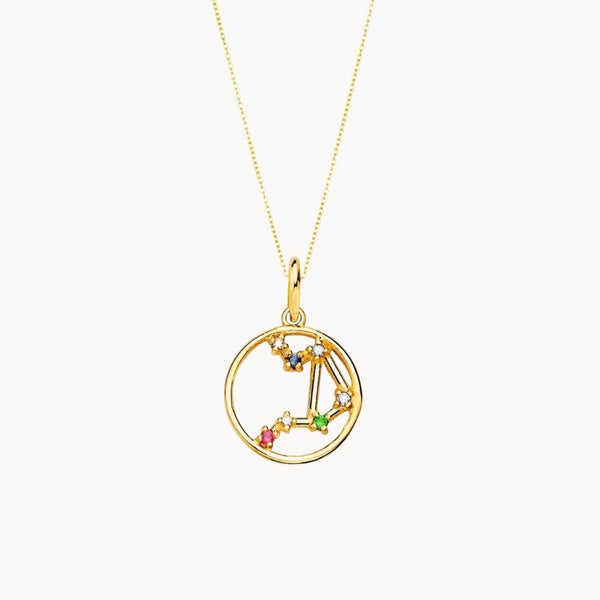 Colgante Oro 18kt constelacion Libra con circonitas de color