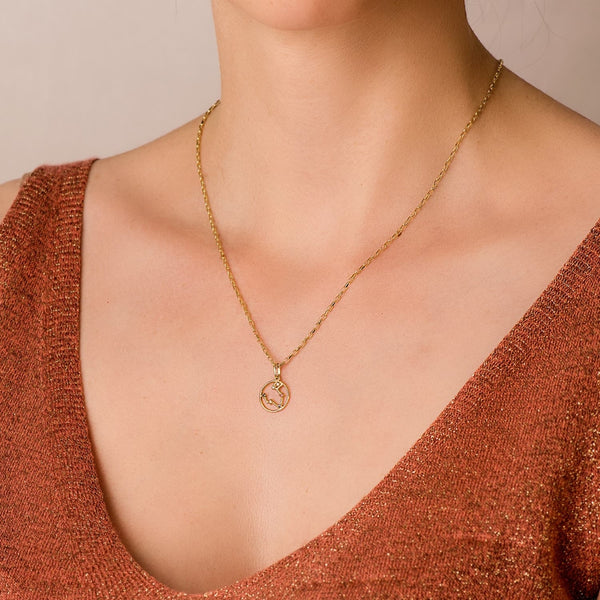 Colgante Oro 18kt constelacion Piscis circonitas de color