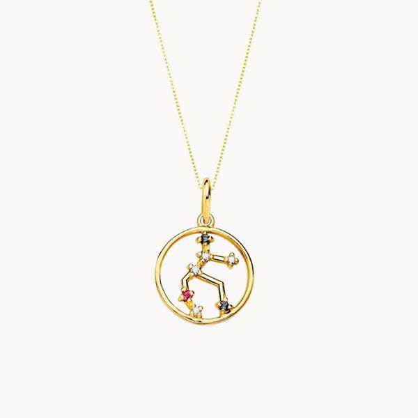 Colgante Oro 18kt constelacion Virgo con circonitas de color