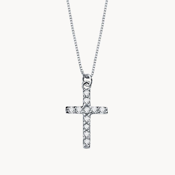 Colgante Oro blanco 18kt cruz y diamantes Meira